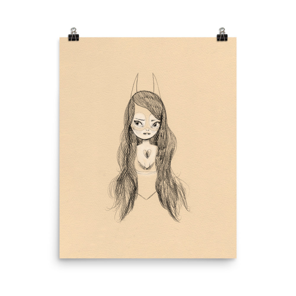 Retro Series - Bat Girl - Giclée Art Print