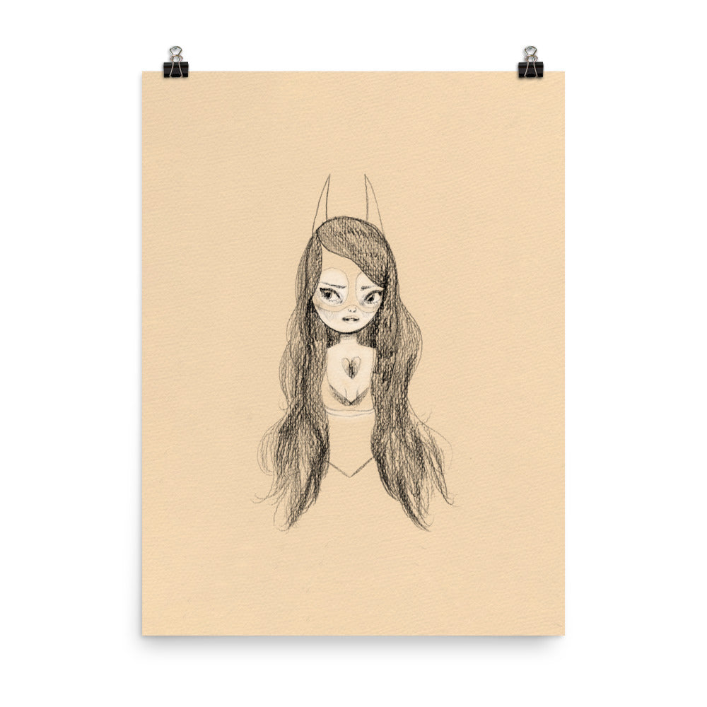 Retro Series - Bat Girl - Giclée Art Print