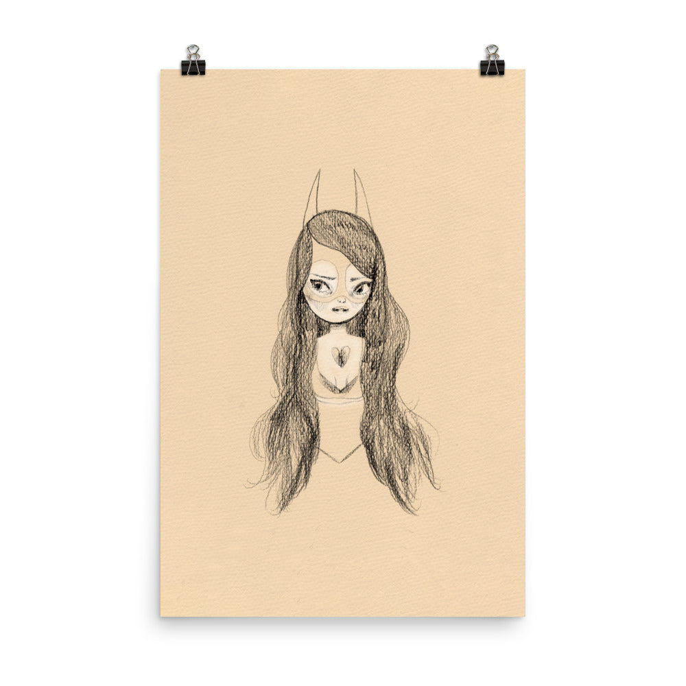 Retro Series - Bat Girl - Giclée Art Print